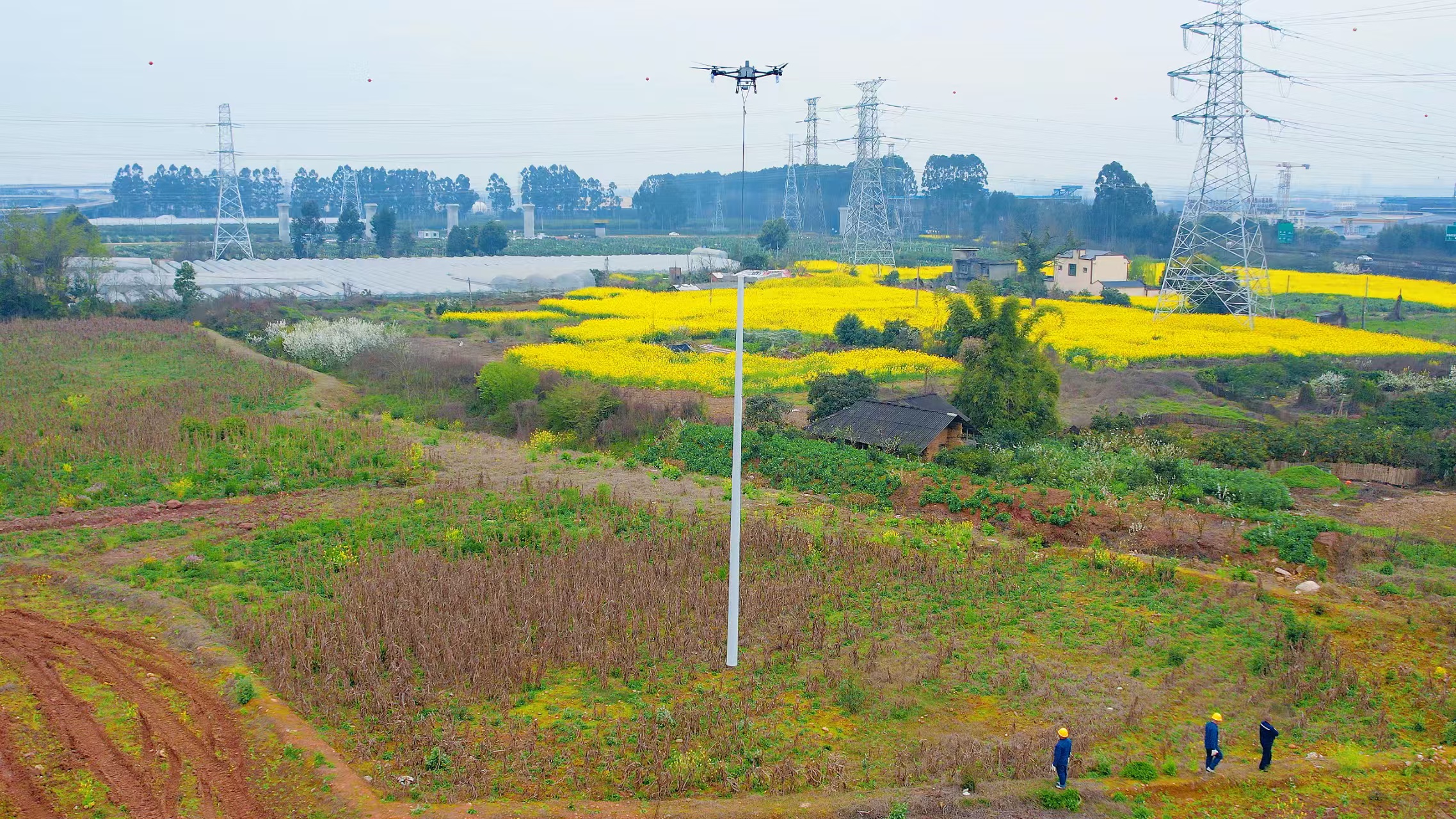 Drone lifting FRP utility pole
