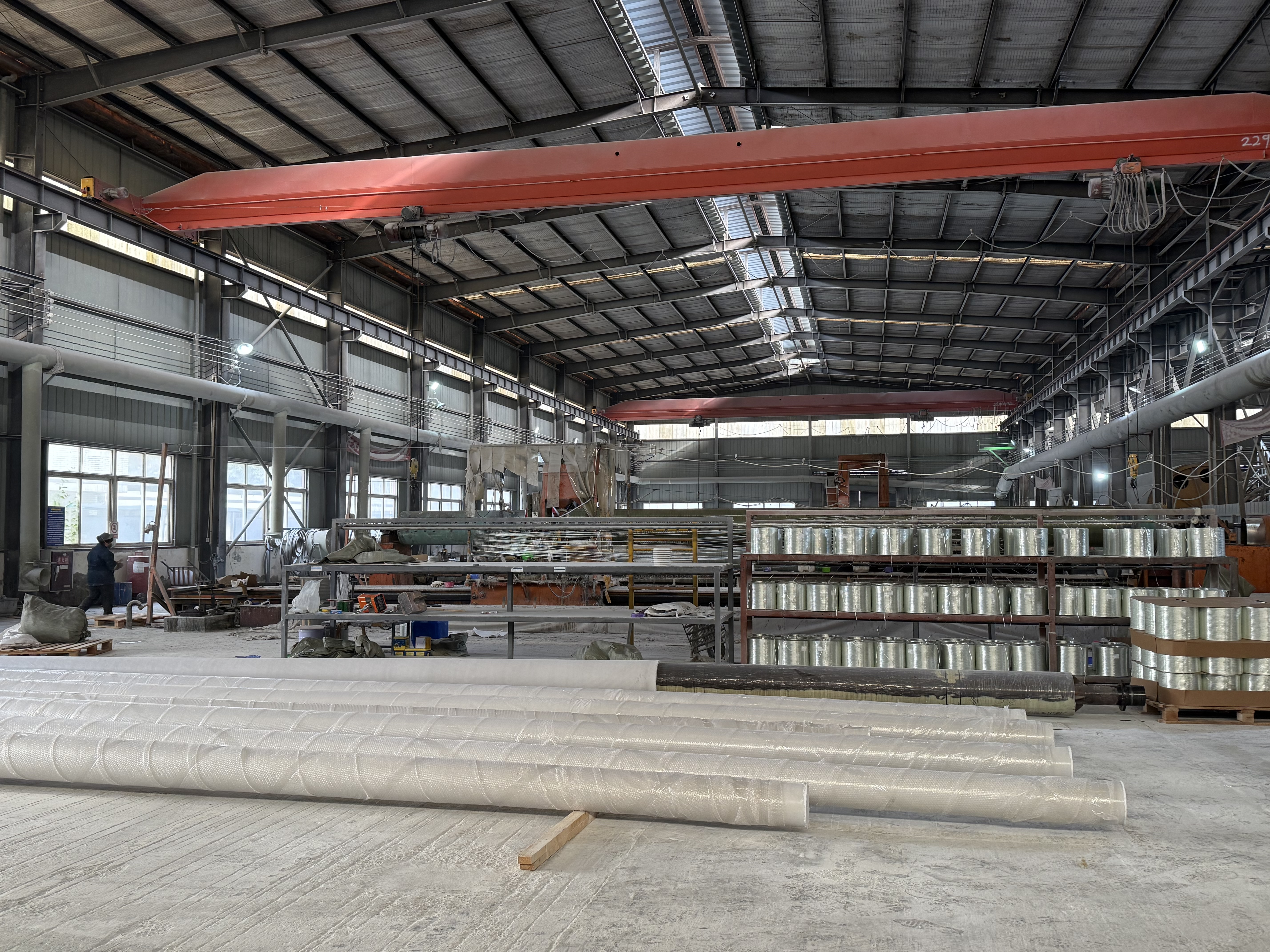 FRP utility pole production workshop